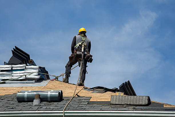 Professional Gutter Installation technician working in Franklin, NY